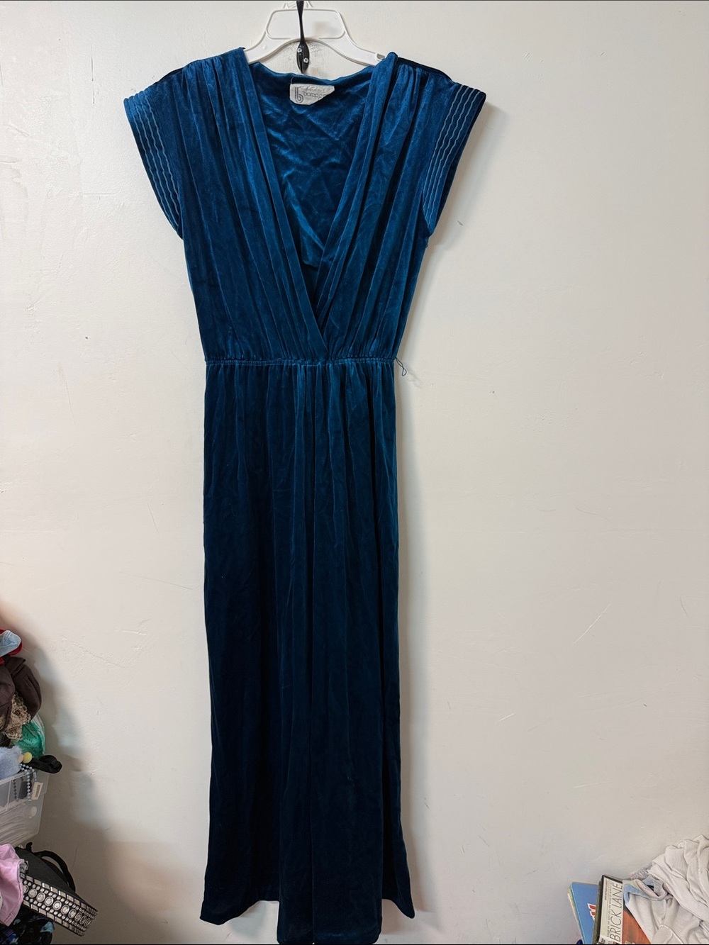 Deep Teal Velvet V-Neck Jumpsuit